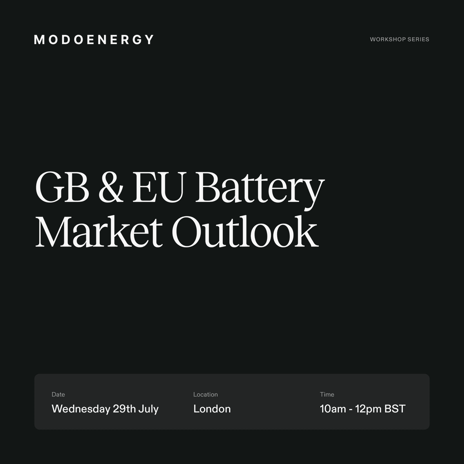 WORKSHOP: GB & EU Battery Market Outlook