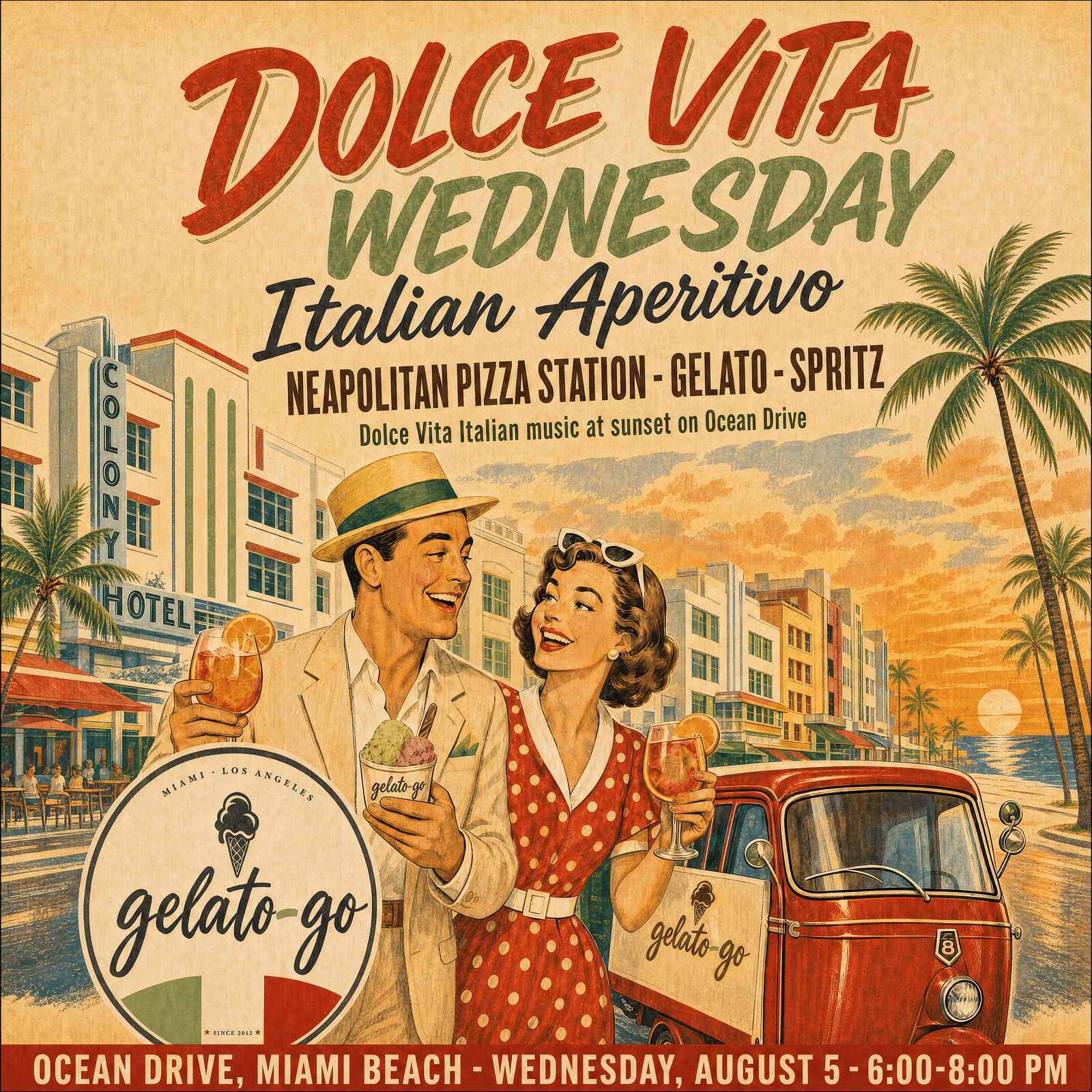 Dolce Vita Wednesday — Miami's First Italian Apericena 🍹🍕🍦 @GelatoGo Miami Beach, Ocean Drive