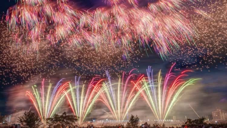 Fireworks in Full View – A Panoramic Summer Night