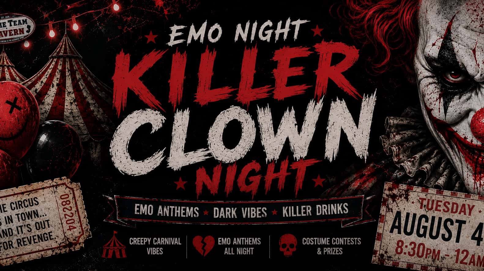 Emo Night at Home Team Tavern (08/04 Killer Clown Edition)
