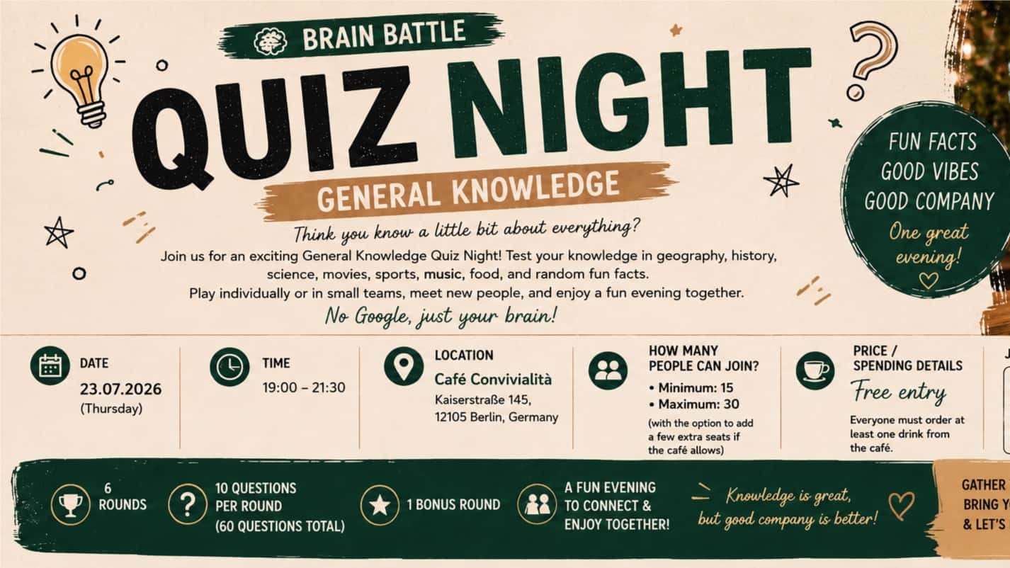 🧠 *Quiz Night - 0$ entry fee