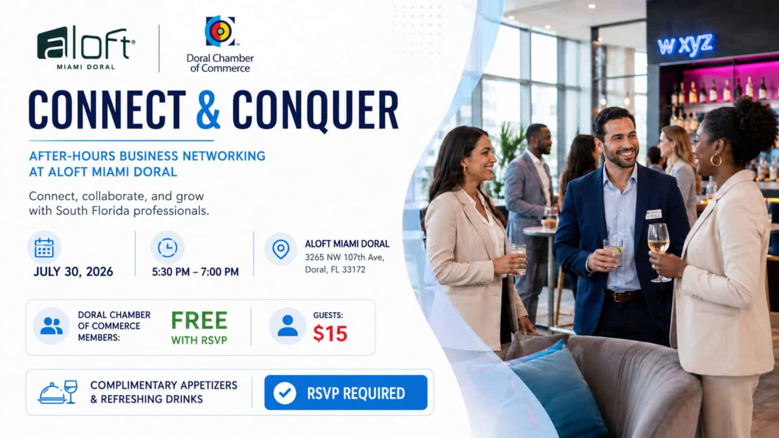 Connect & Conquer: After-Hours Business Networking at Aloft Miami Doral