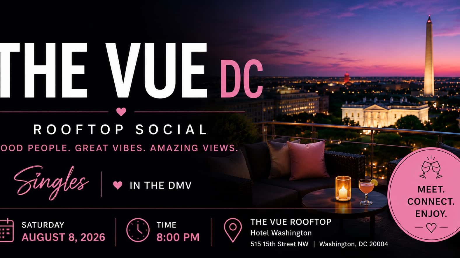 🌇 Singles Rooftop Social at The Vue DC | DJ • Cocktails • Skyline Views