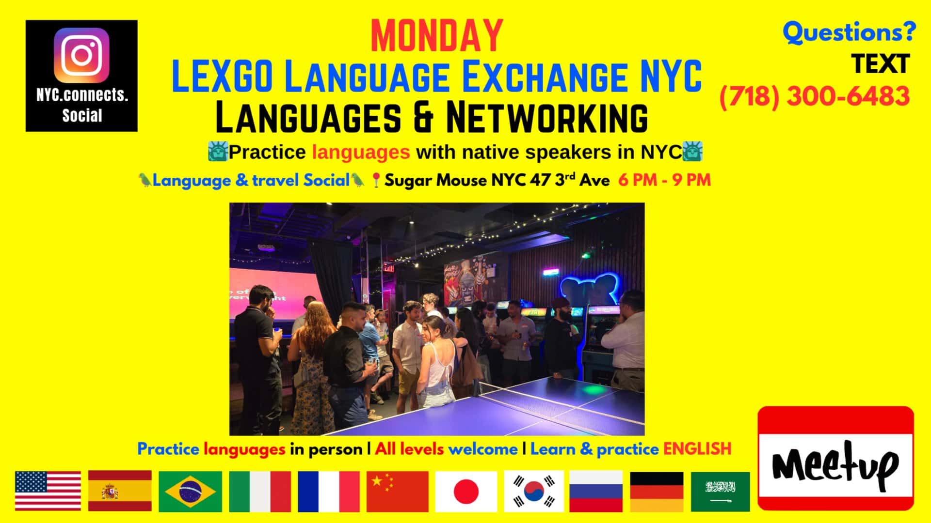 MONDAY🦜🍻 Language Exchange NYC Happy Hour🗽