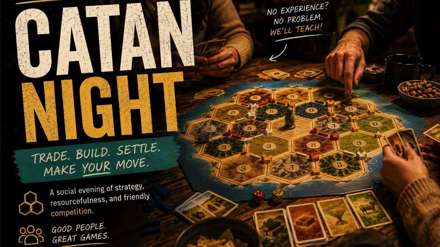 Settlers of Catan Board Game Night — Pizza, Trades, and Betrayal