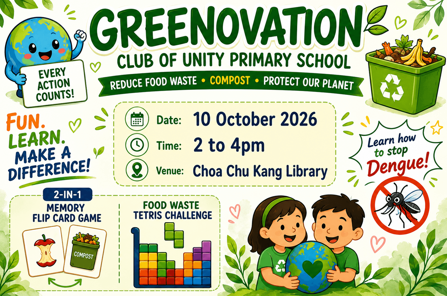 Greenovation Club Presents: Reducing Food Waste and Preventing Dengue | Choa Chu Kang Library
