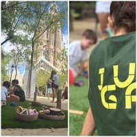 'Let's Play in the Squares' at Plaça de la Sagrada Família