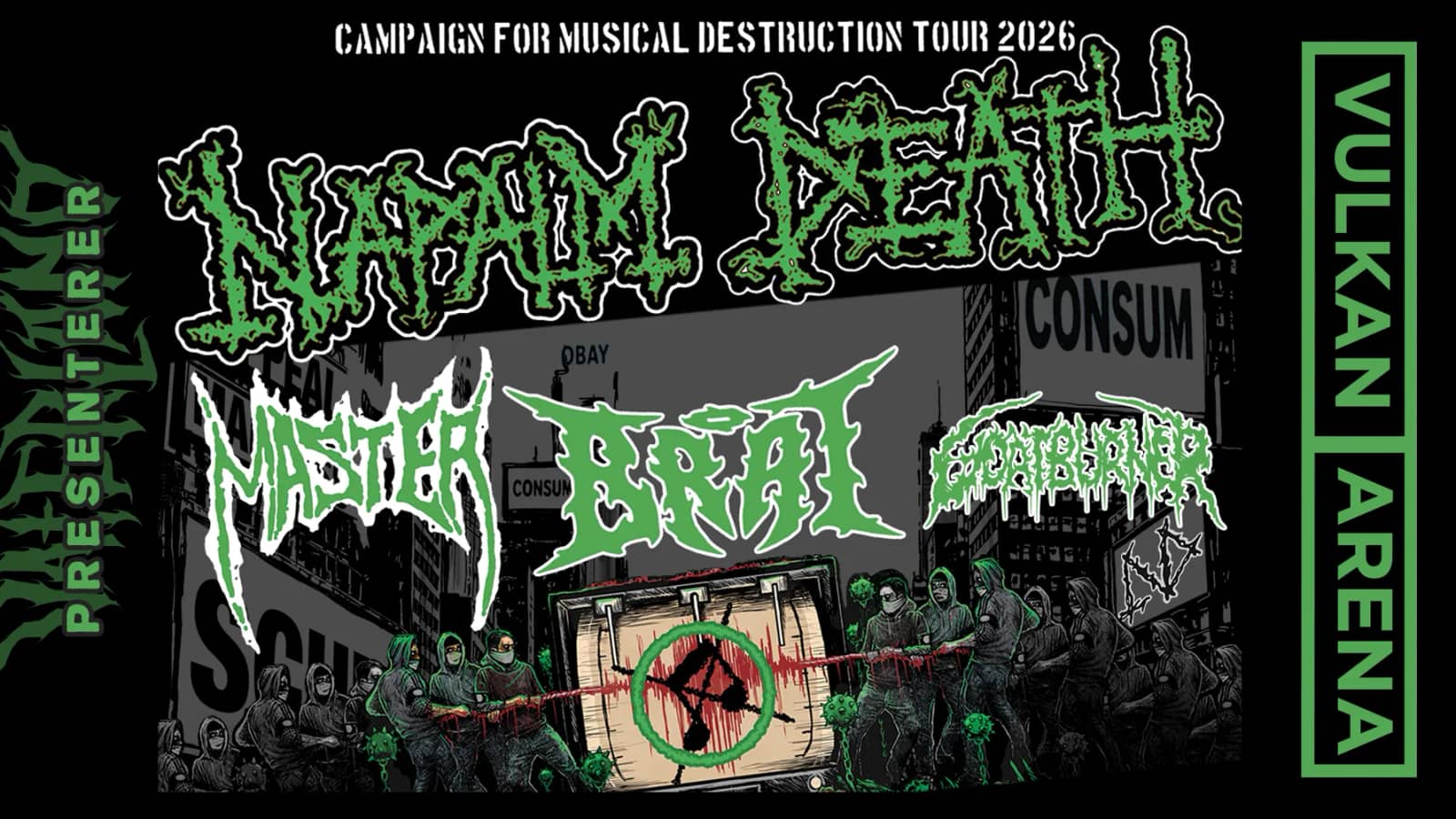 Napalm Death, Master, Brat & Goat Burner