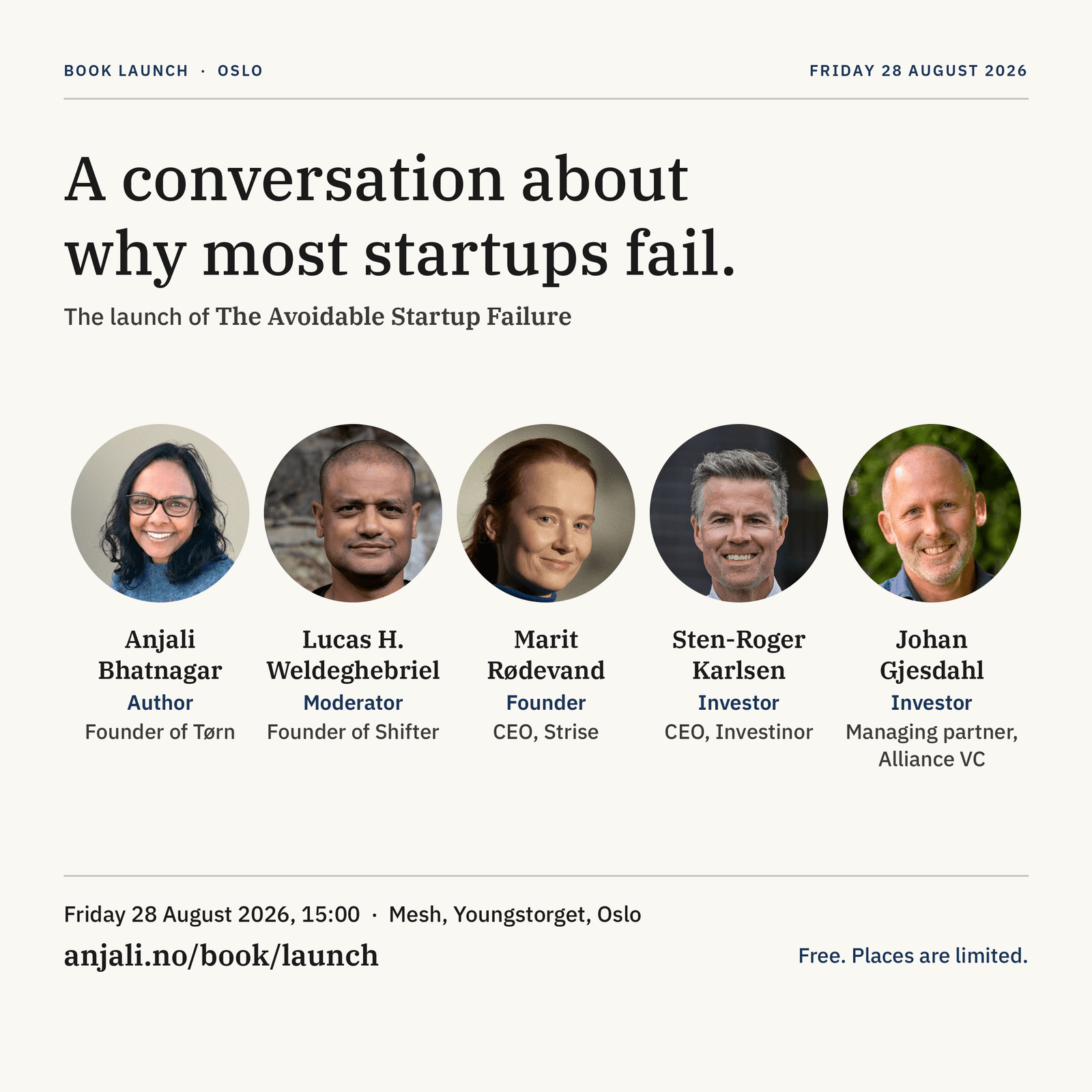 The Avoidable Startup Failure: book launch and Conversation