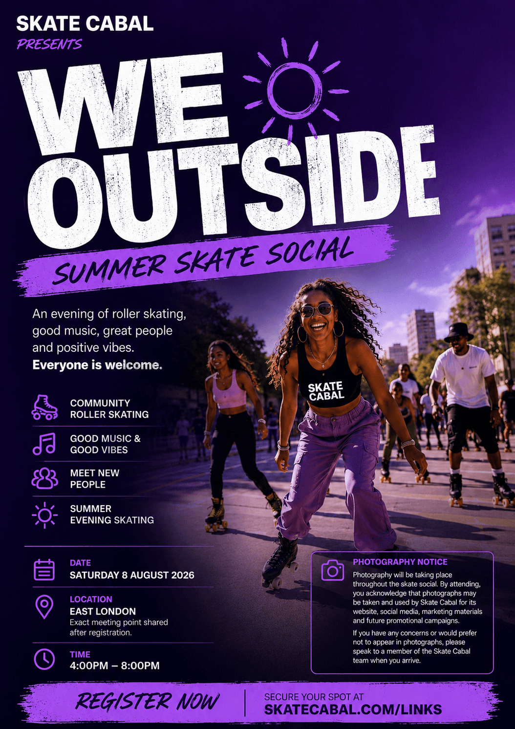 🛼 WE OUTSIDE ☀️A Community Summer Skate Social