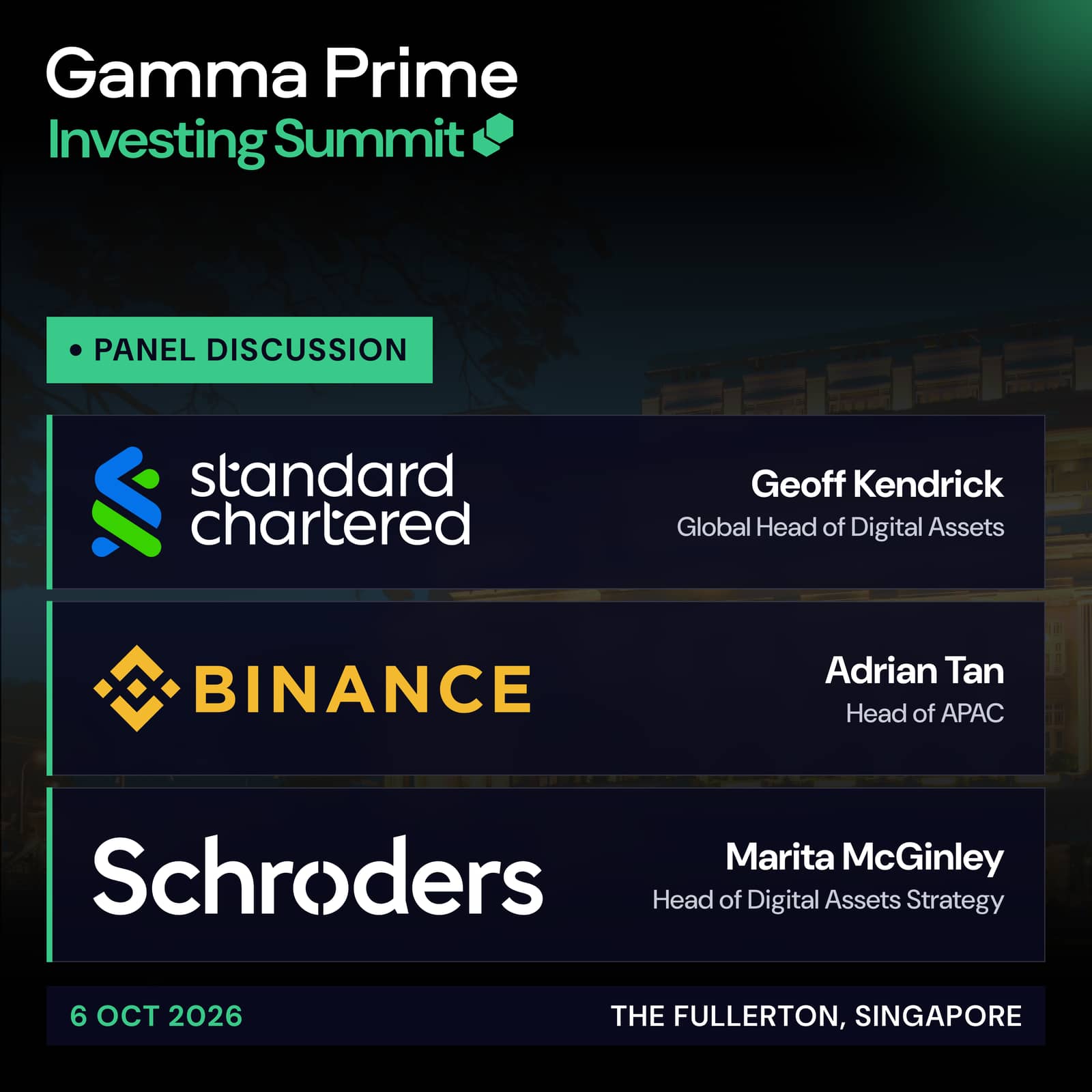 Evening Chat with Standard Cartered, Binance and Schroders πΈπ¬ (In Person)