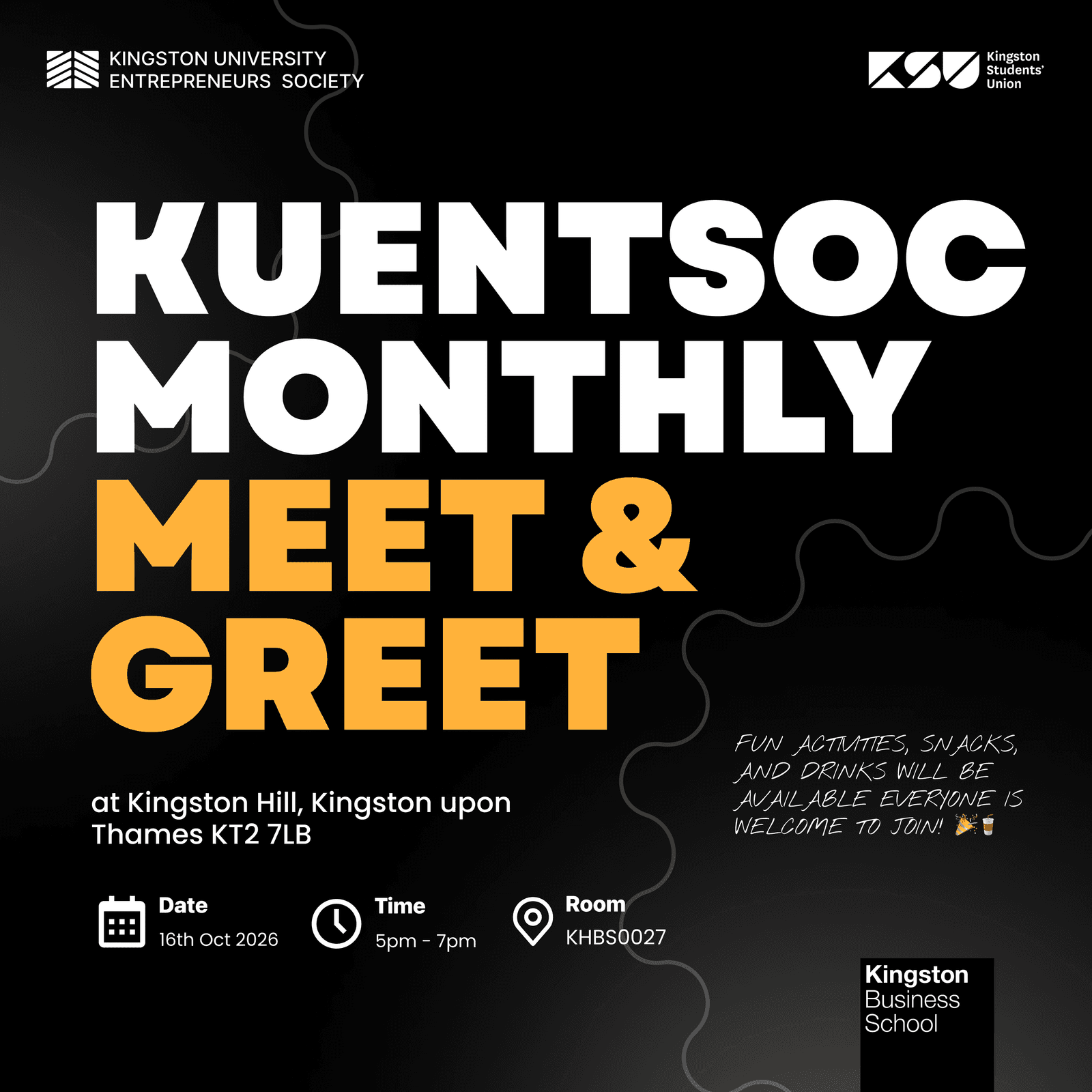 KUEntSoc Monthly Meet & Greet | October Edition