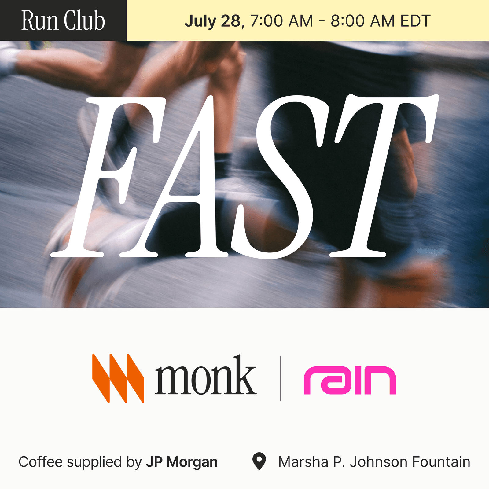Fintech Run Club ft. Rain and Monk + Coffee on JP Morgan