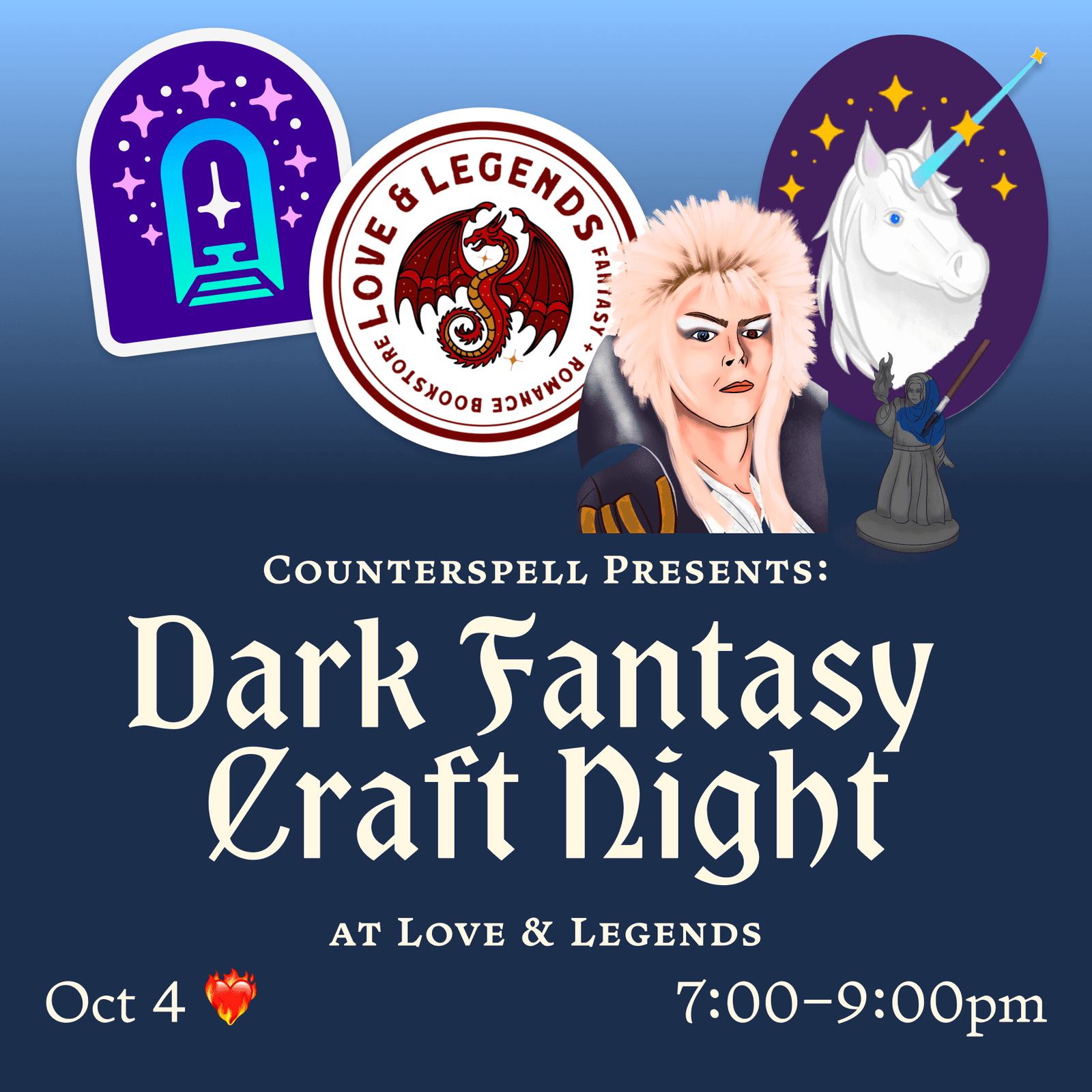 💫 Dark Fantasy Craft Night: Counterspell pop-up at Love & Legends Books