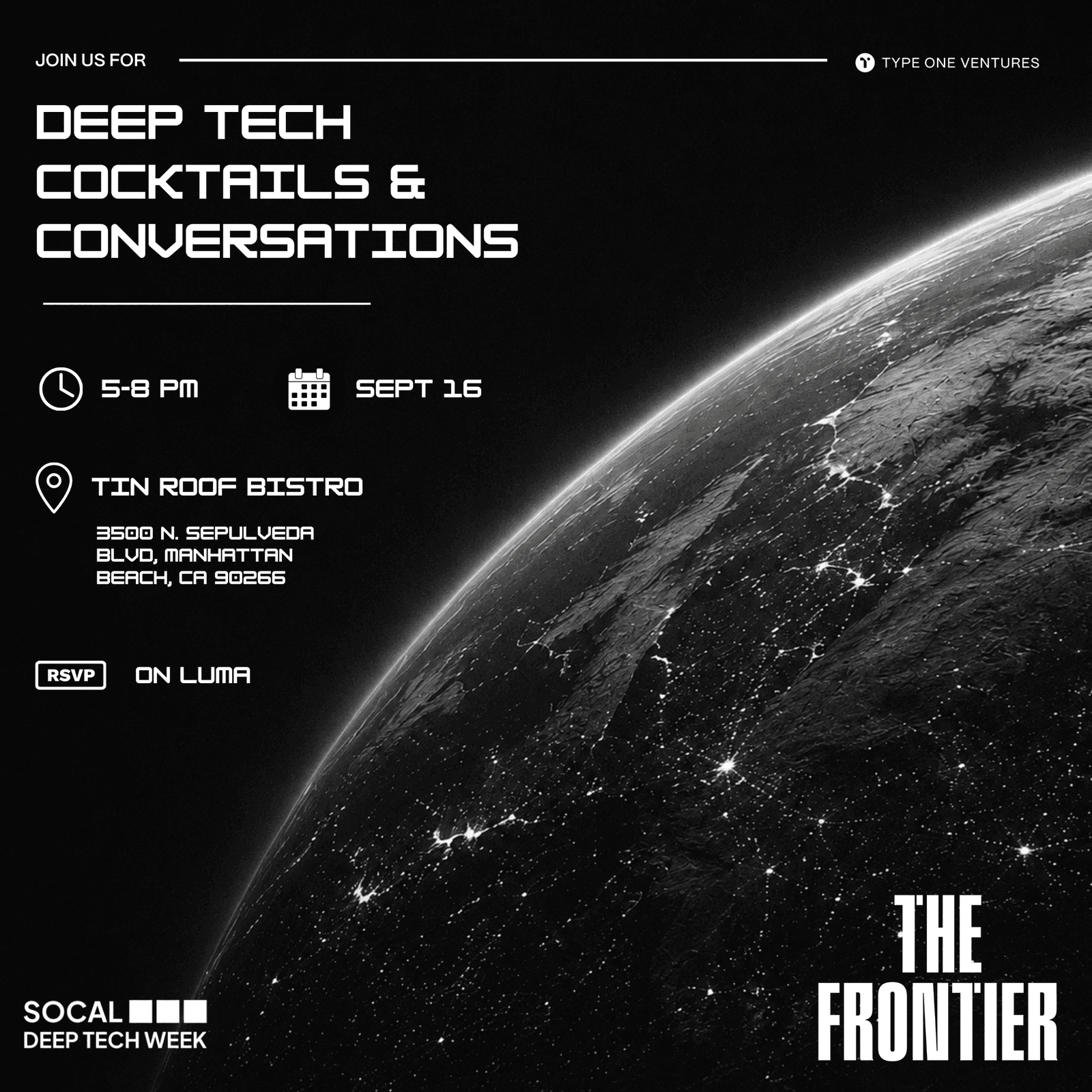 SoCal Deep Tech Week x Frontier Cocktails & Conversations with Type One Ventures