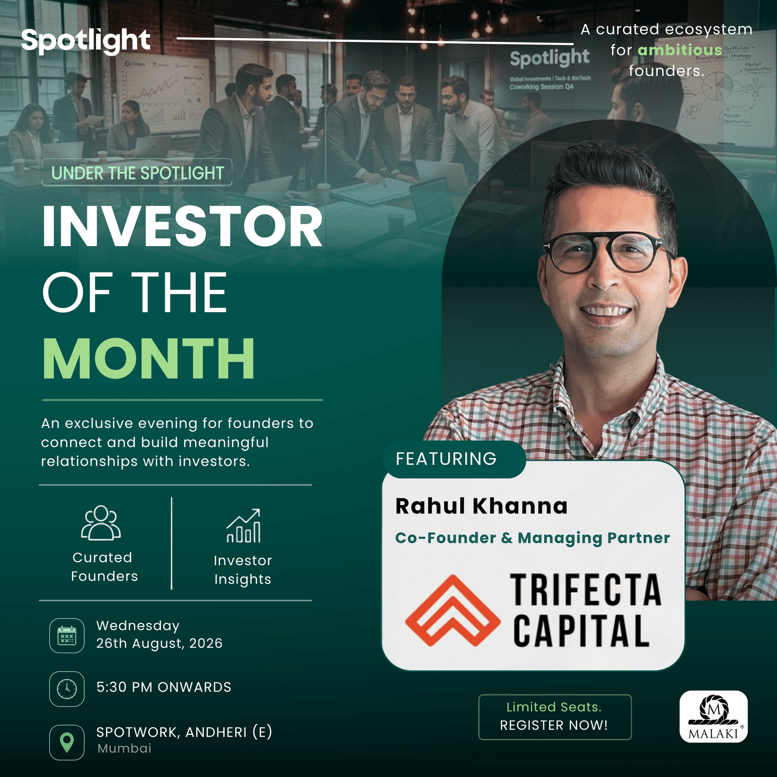 Investor of the Month featuring Rahul Khanna, Cofounder & Managing Partner- Trifecta Capital