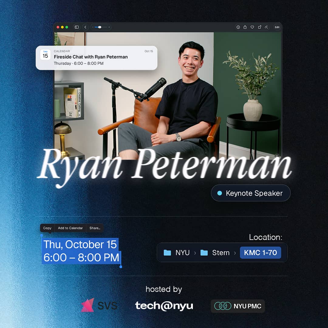 Ryan Peterman x Tech@NYU x PMC x SVS