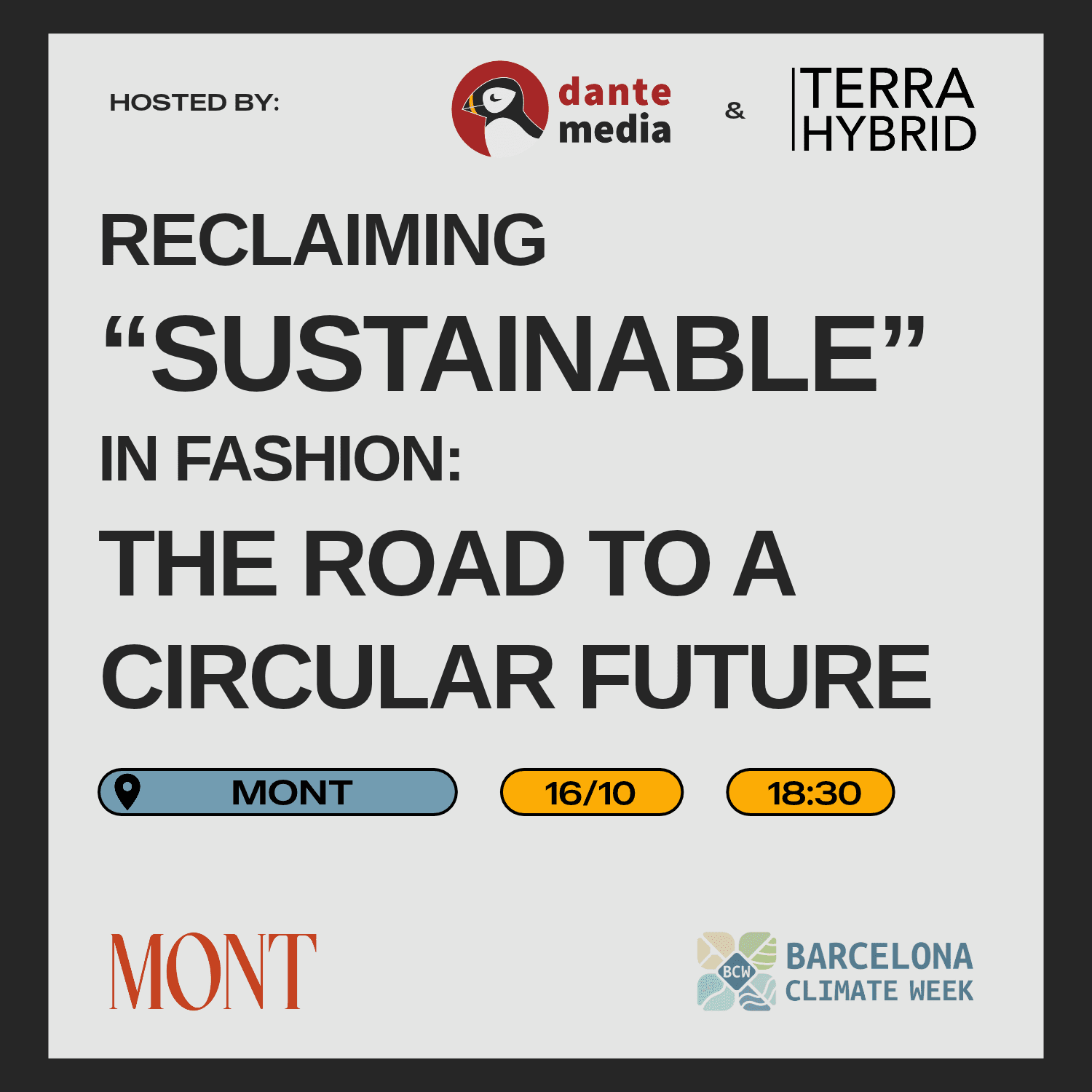 Reclaiming "Sustainable" in Fashion: The Road to a Circular Future - Panel by TerraHybrid and Dante Media - Barcelona Climate Week