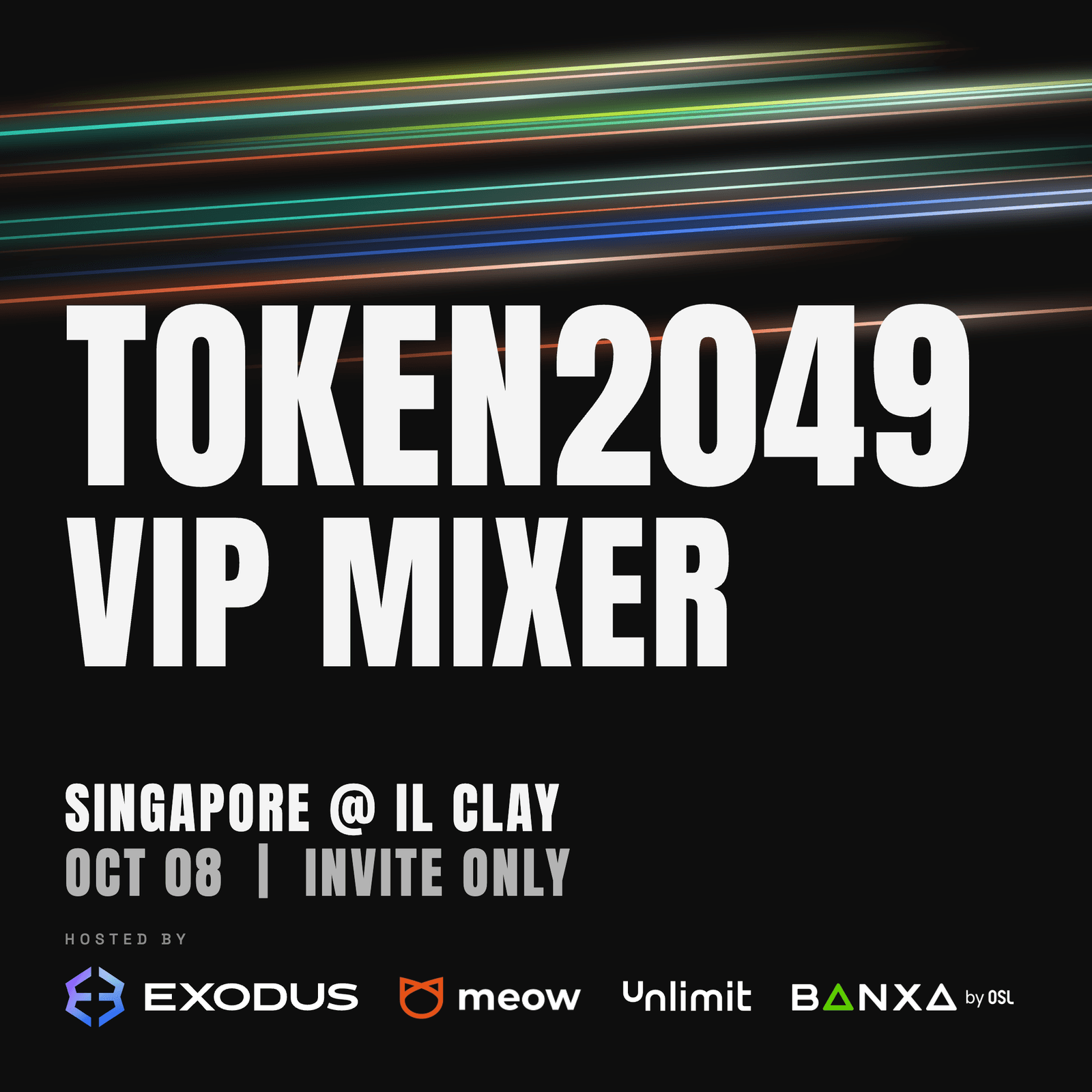 TOKEN2049 VIP Mixer, hosted by Exodus, Meow, Unlimit and Banxa