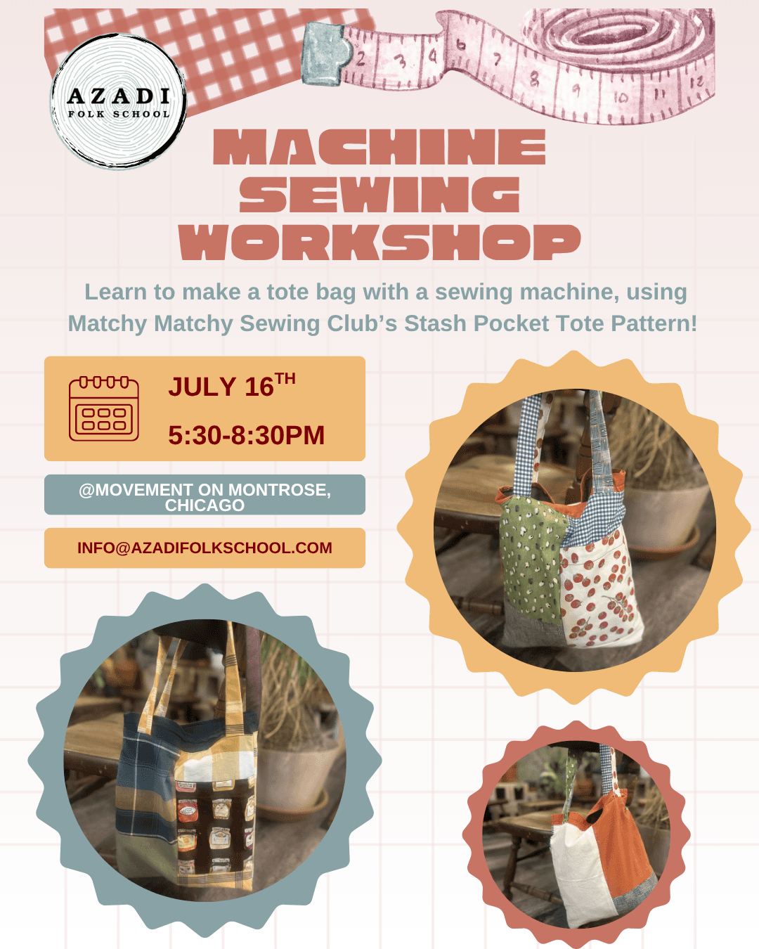 Machine Sewing: Tote Bag with Pocket