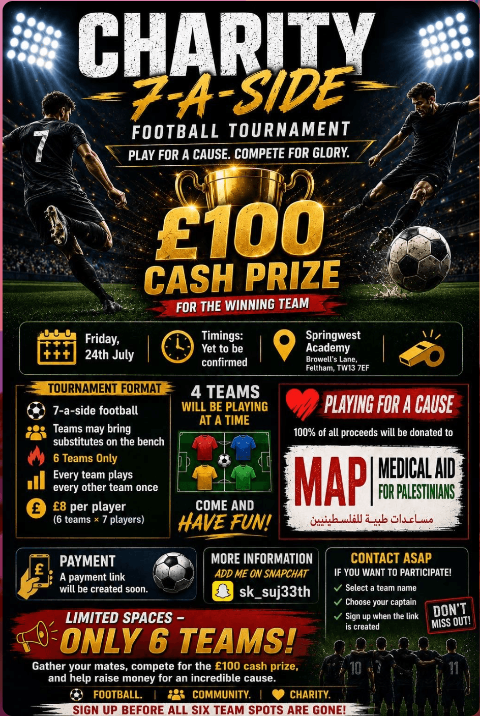Charity 7-a-side tournament for MAP [HOSTED BY OnTarget]