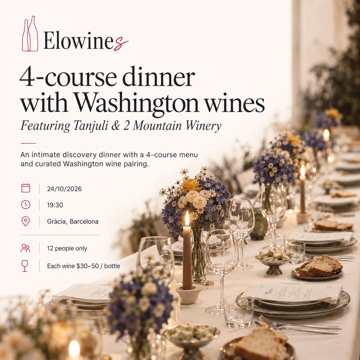 Autumn 4-course dinner with Washington wines 🇺🇸