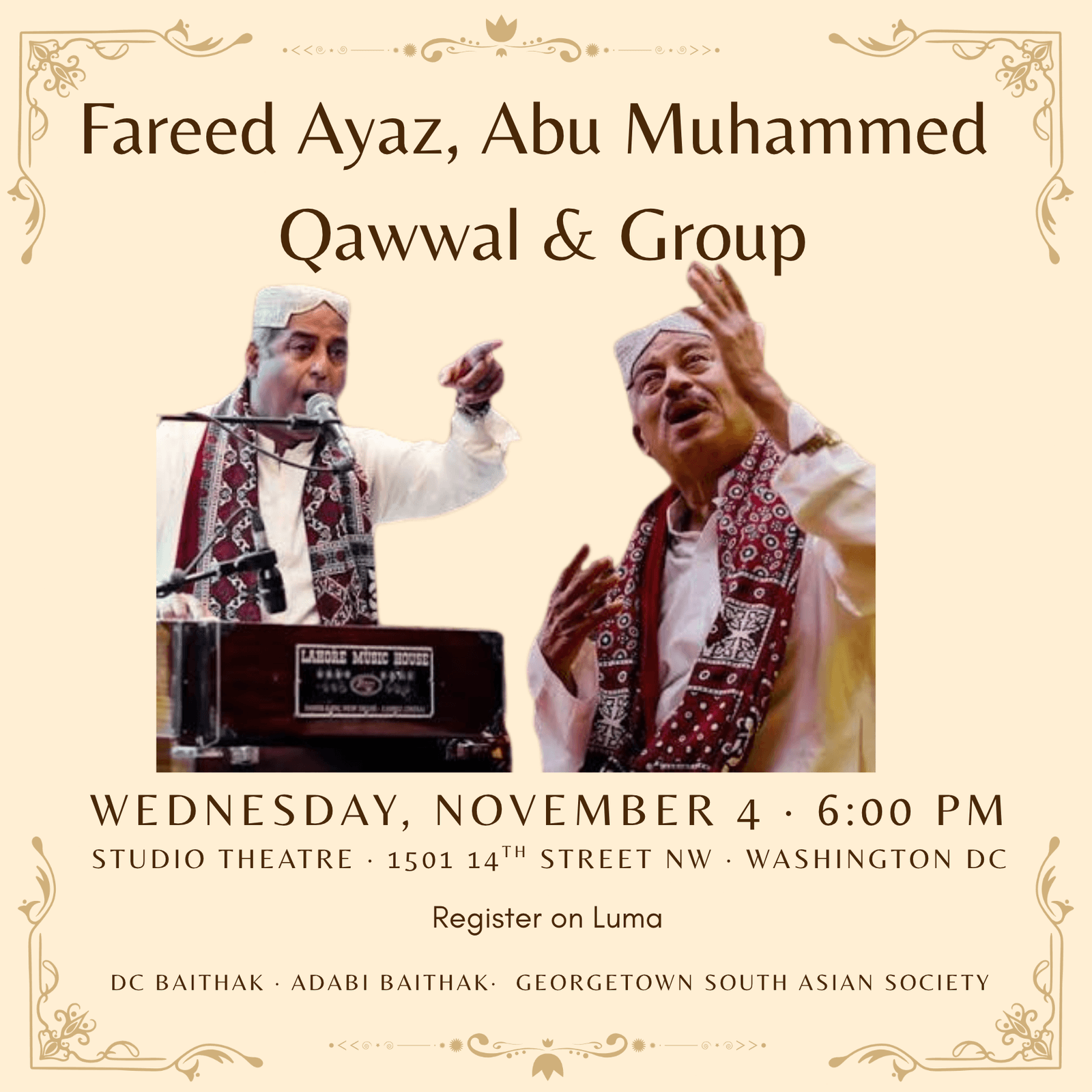 Qawwali Night: Fareed Ayaz & Abu Muhammed Group Live Music Performance Nov 4th