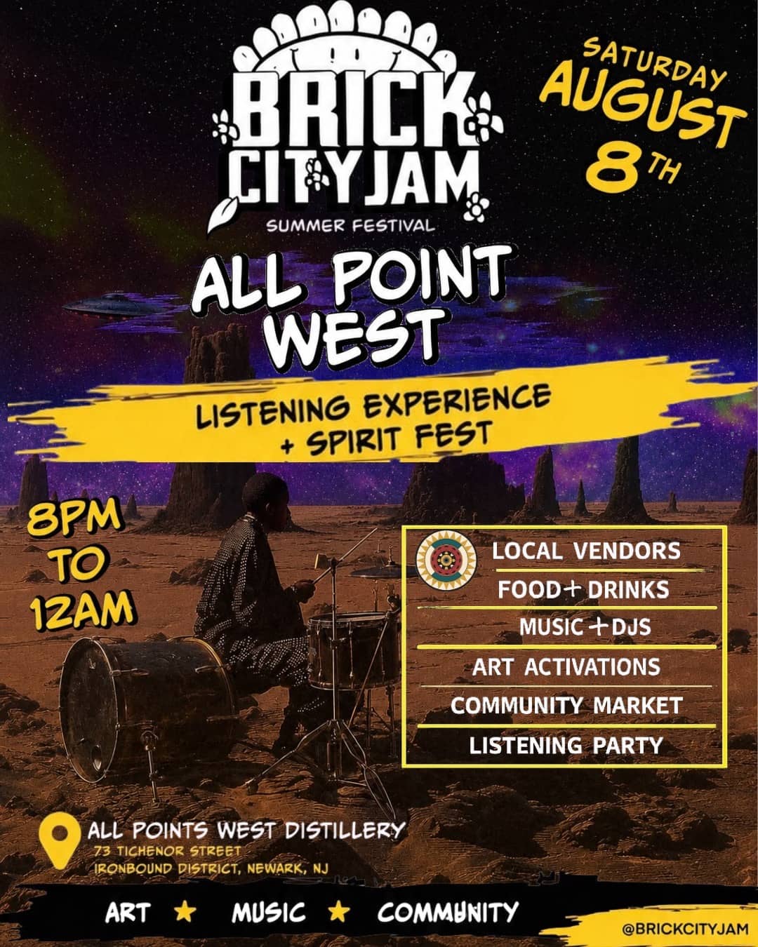 Brick City Jam Presents: Roky's Reign Listening Experience x Spirit Fest at All Points West Distillery