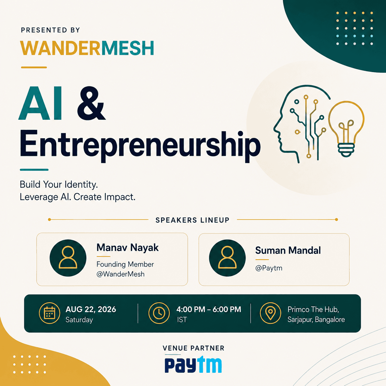 AI & Entrepreneurship @ Paytm Office, Bengaluru