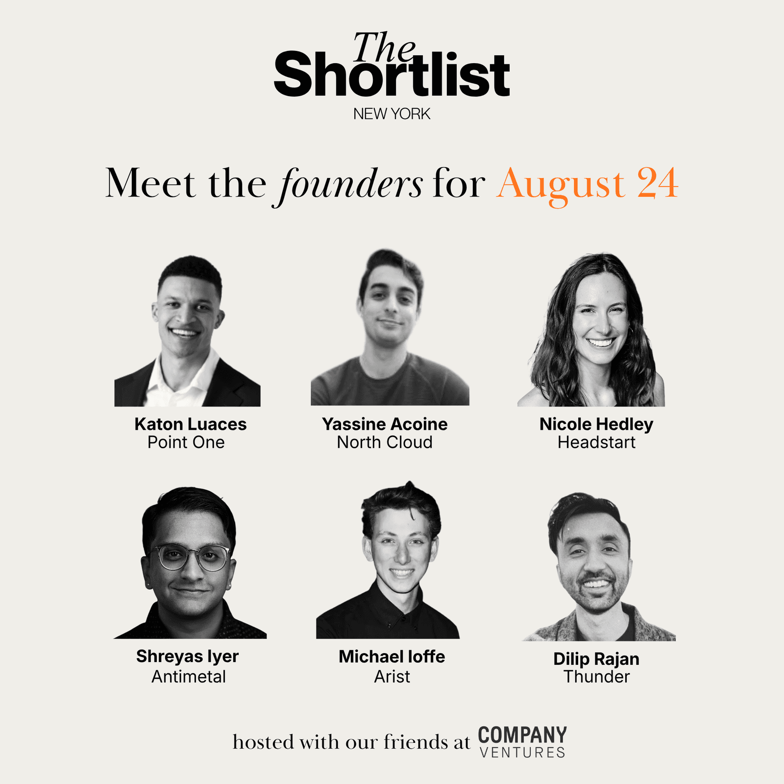 The Shortlist: August Founder Showcase