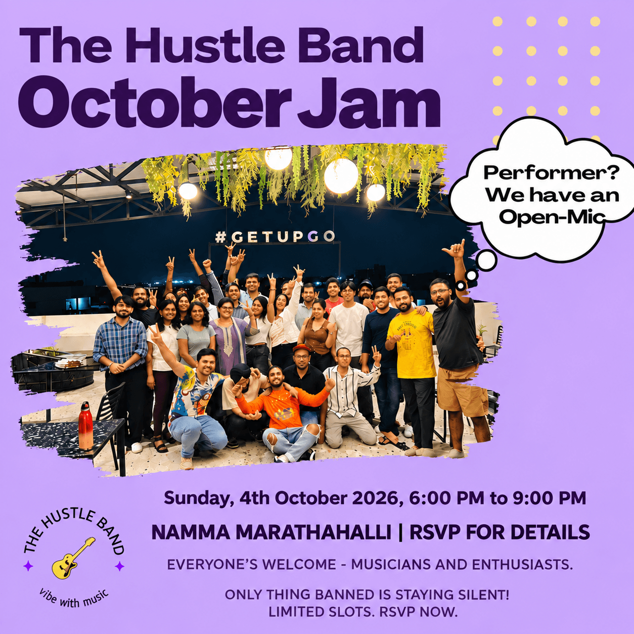 The Hustle Band October Jam and Open Mic
