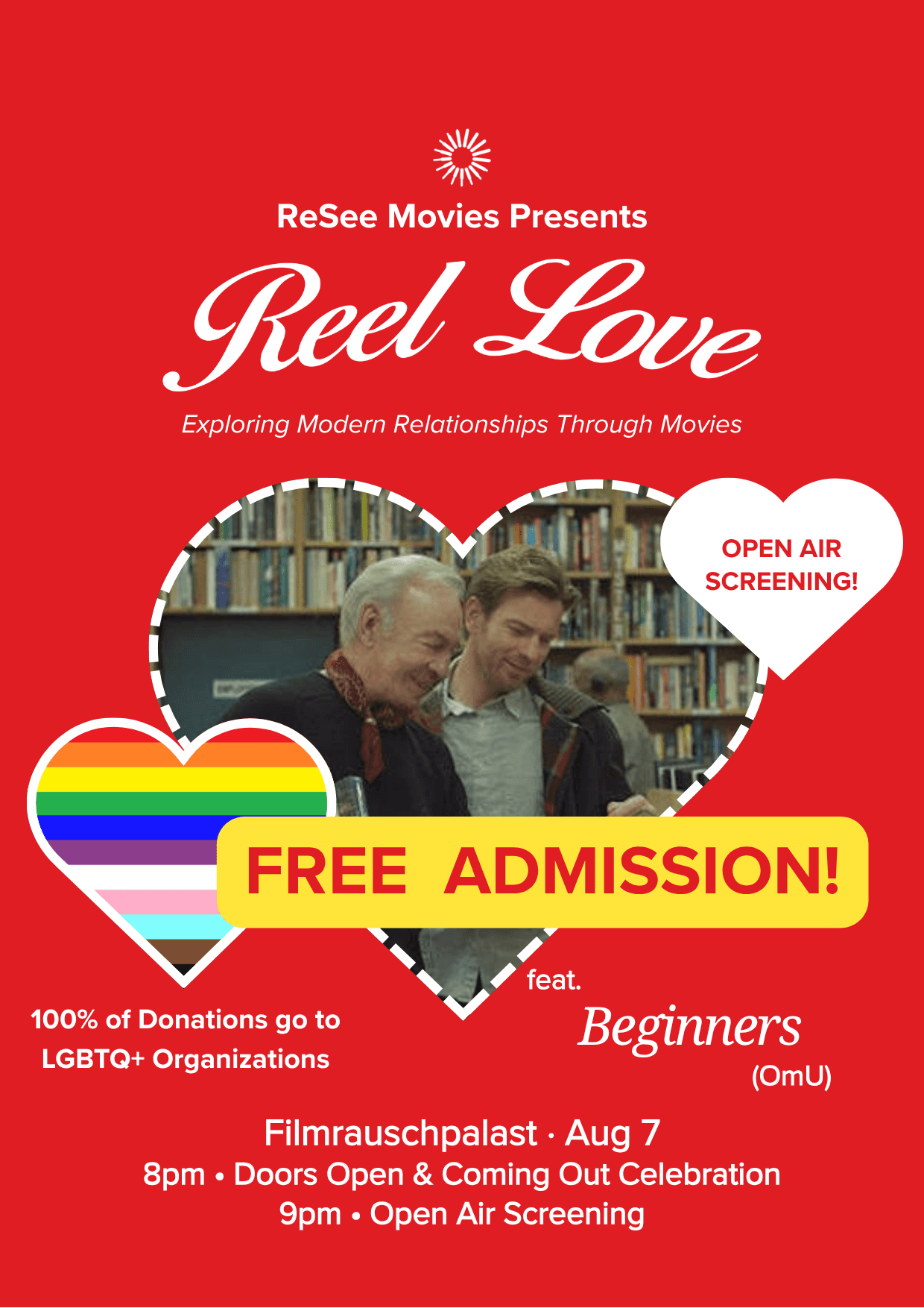 Reel Love ft. Beginners (OmU) - Celebrating Coming Out Stories - Open Air Cinema & Fundraiser 🏳️‍🌈❤️‍🩹 FREE ADMISSION