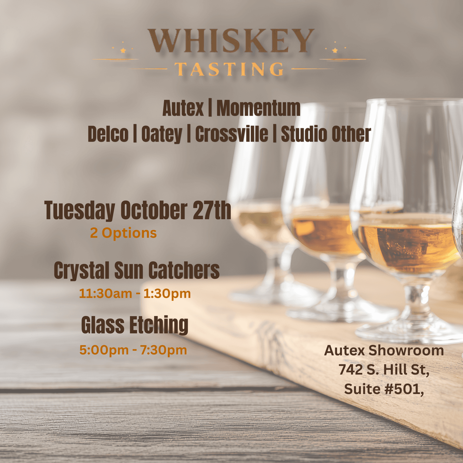 Whiskey Tasting and Crafting