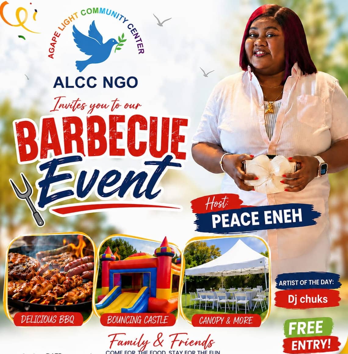 Free Barbeque Outdoor Party with Bouncing Castle
