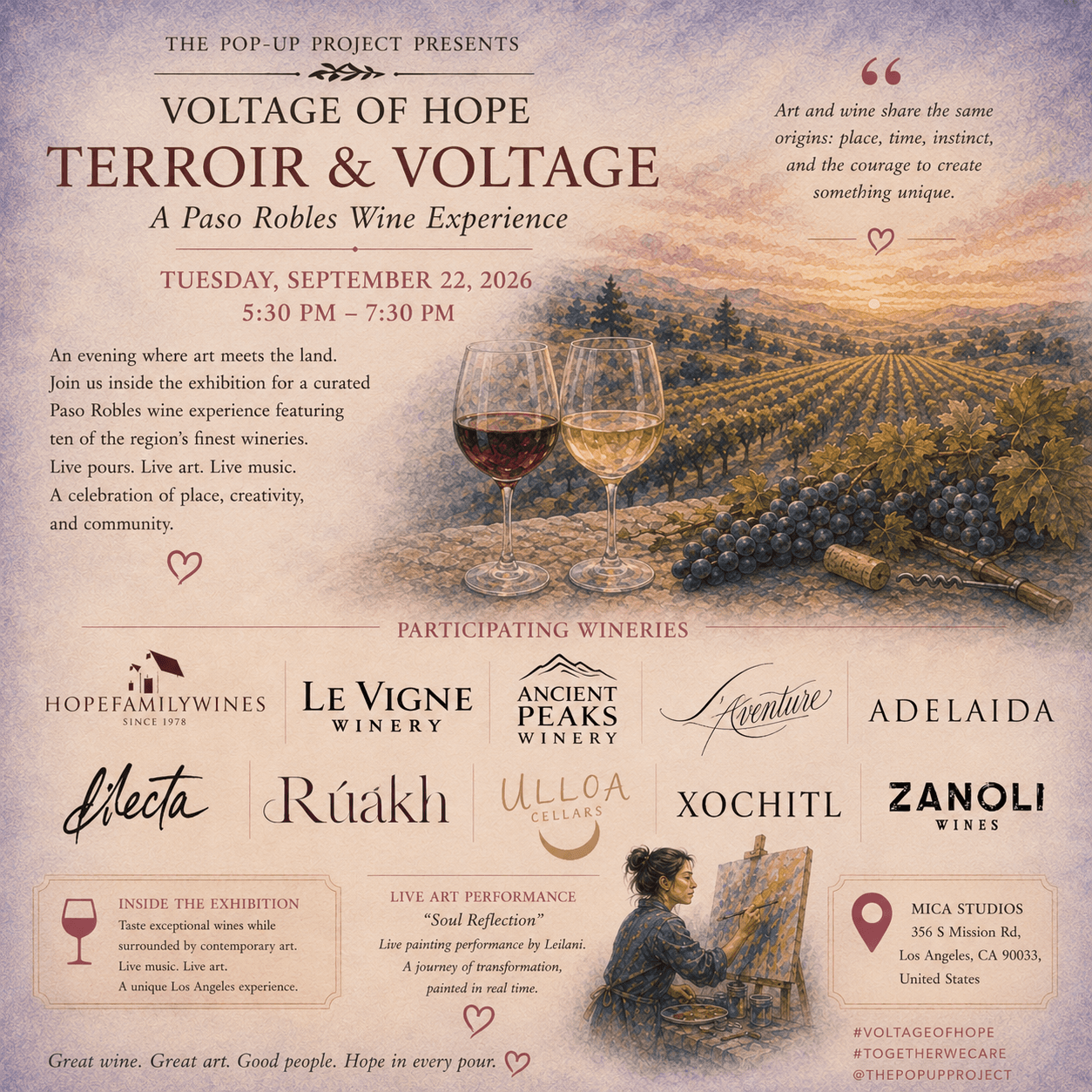TERROIR & VOLTAGE WINE TASTING - A Paso Robles Wine Experience at Voltage of Hope