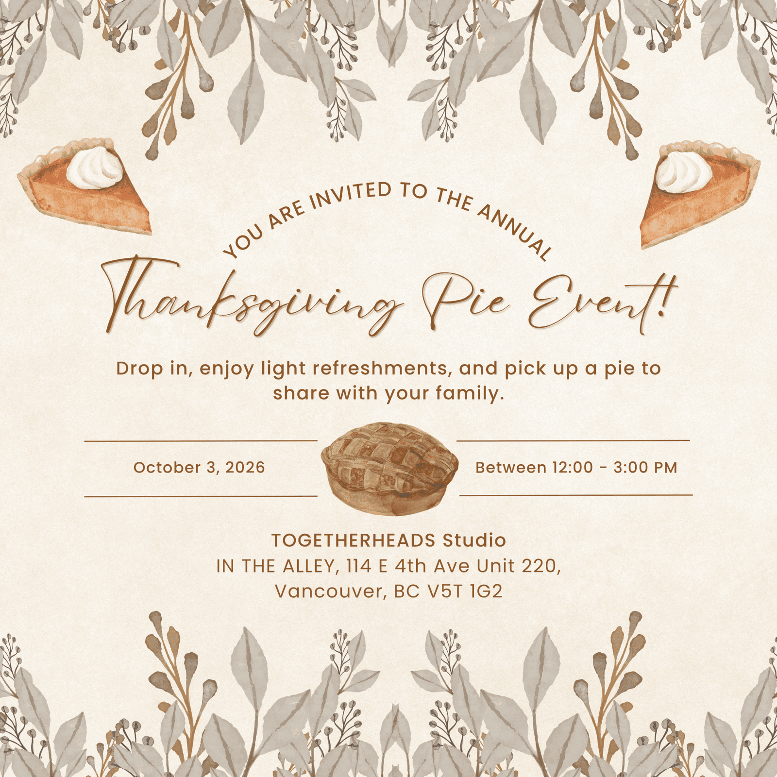 Thanksgiving Pie Event