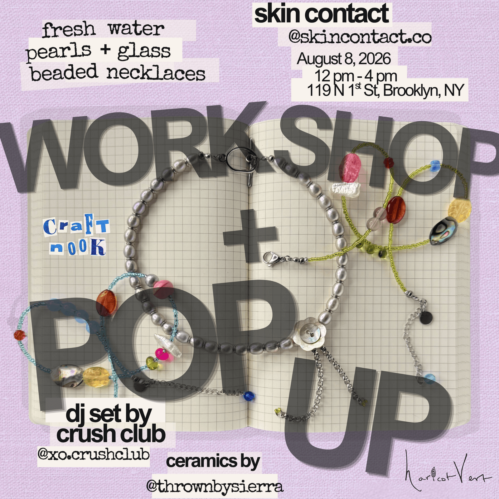 beaded necklace workshop & pop-up w/ @skincontact.co