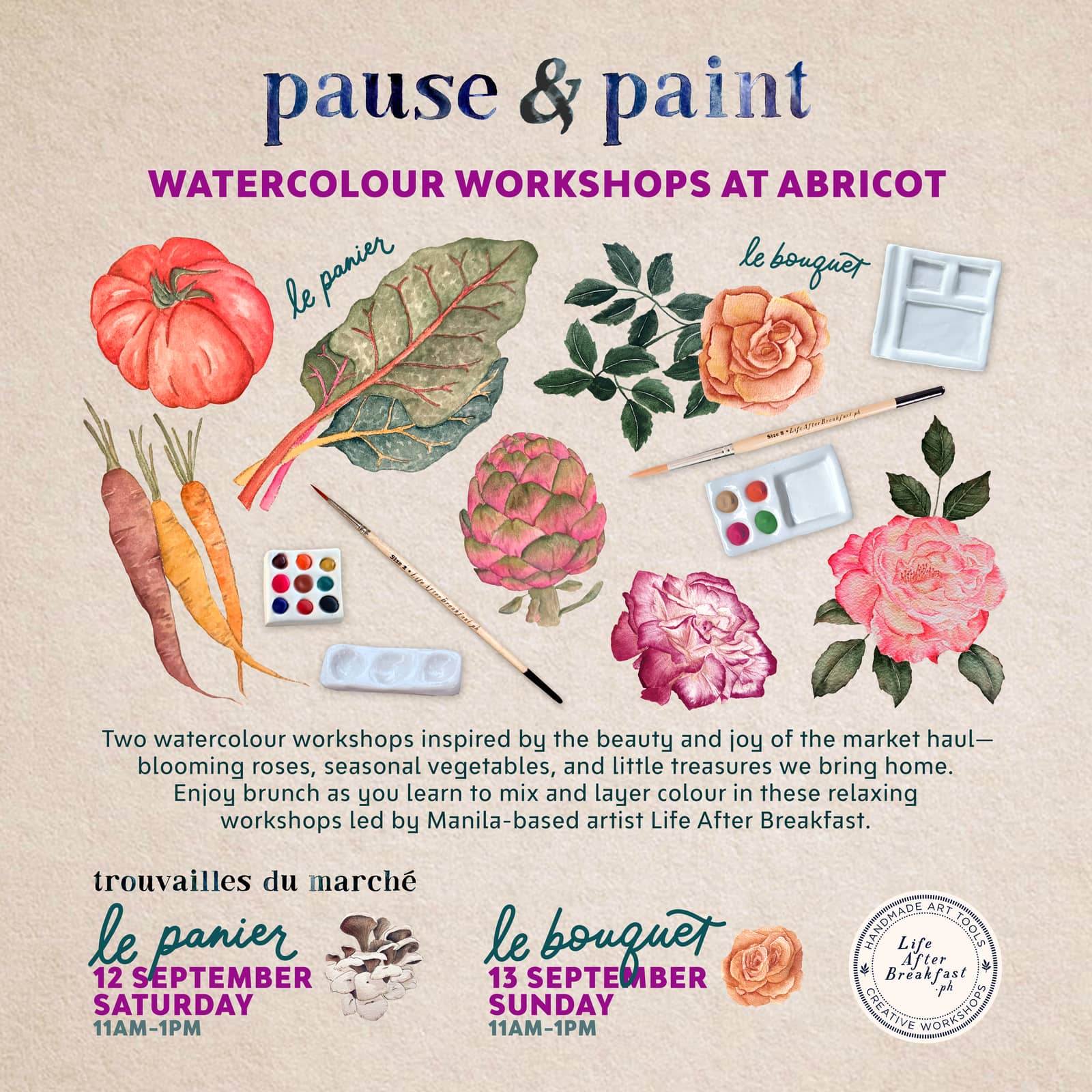 PAUSE & PAINT: Watercolour Workshops return to Paris! (13 Sept)