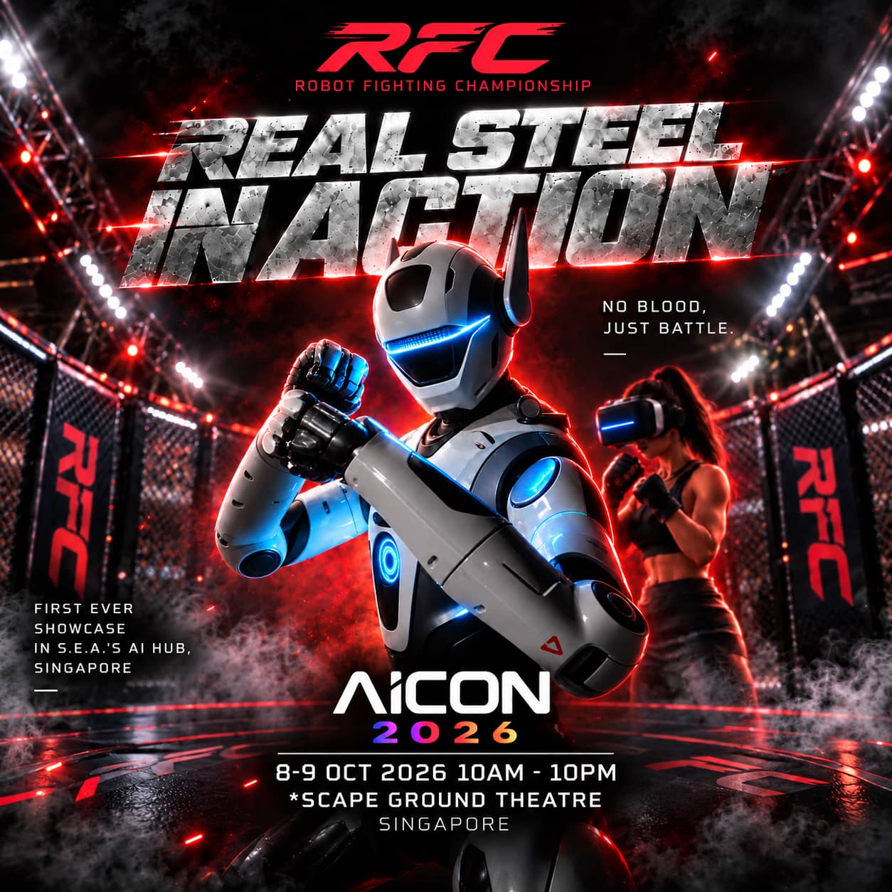 RFC: REAL STEEL IN ACTION 🤖🥊 Robot Fighting Championship × AICON 2026 (Race week) in Singapore