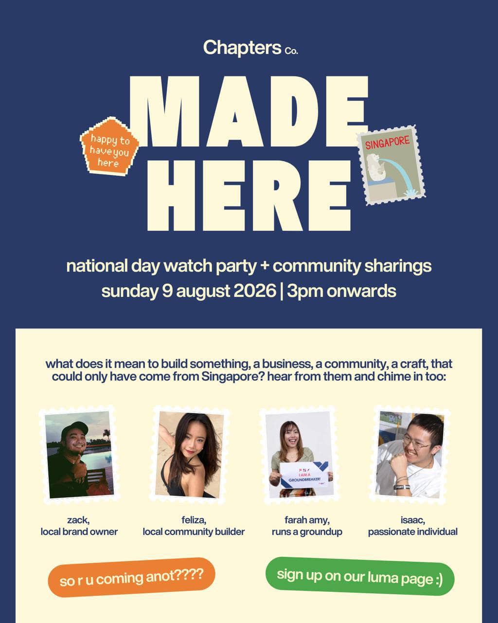 MADE HERE: Community Sharings + National Day Parade Watch Party!!🇸🇬 🇸🇬 🇸🇬
