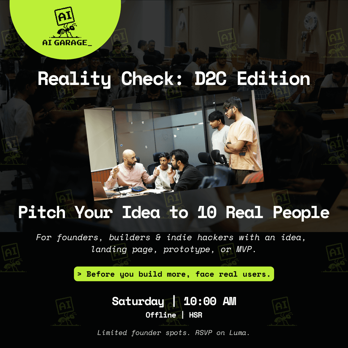 Reality Check: Pitch Your Idea to 10 Real People [D2C Edition]