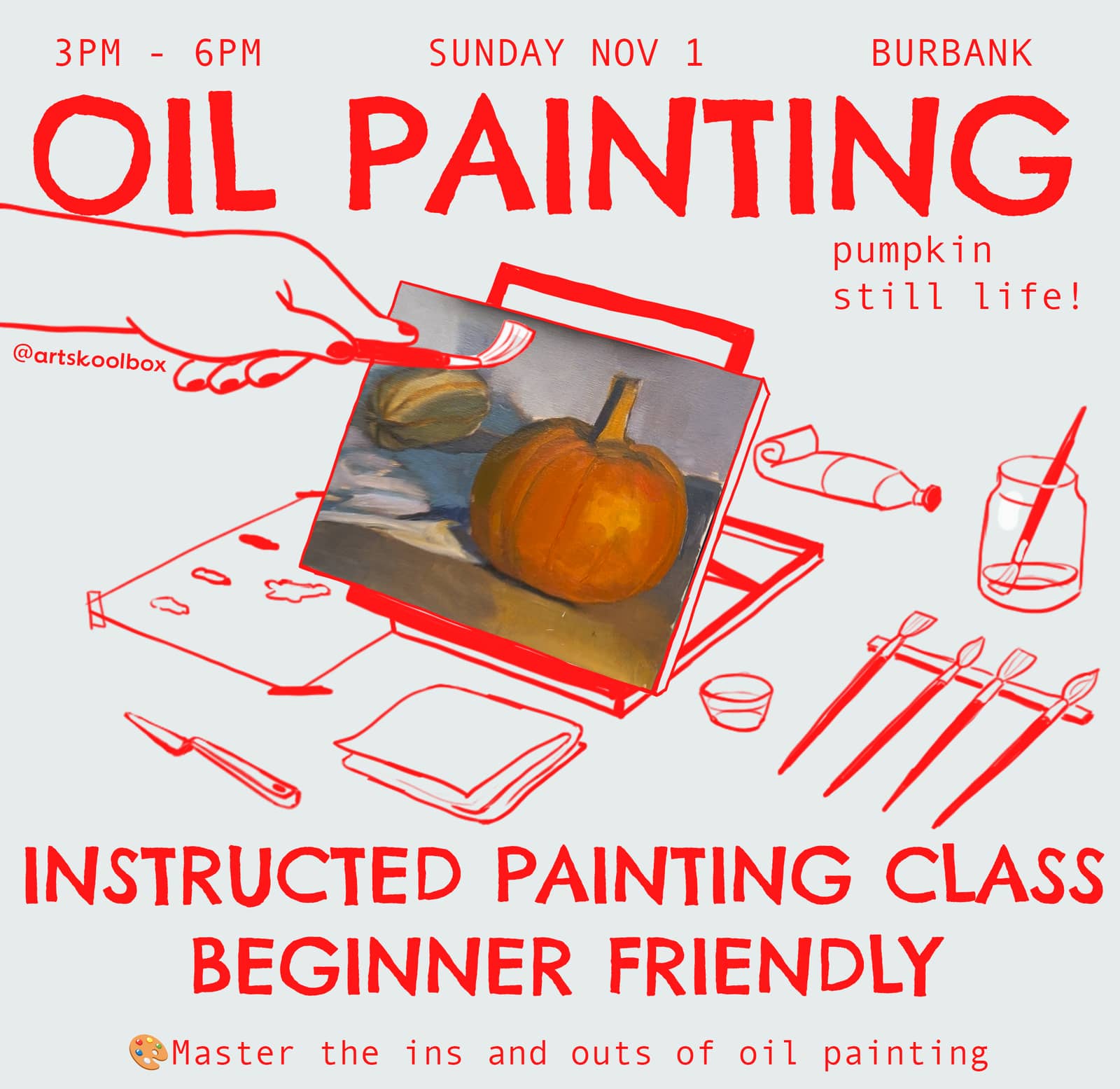 Oil Painting Class - Still Life Pumpkins (Halloween themed)