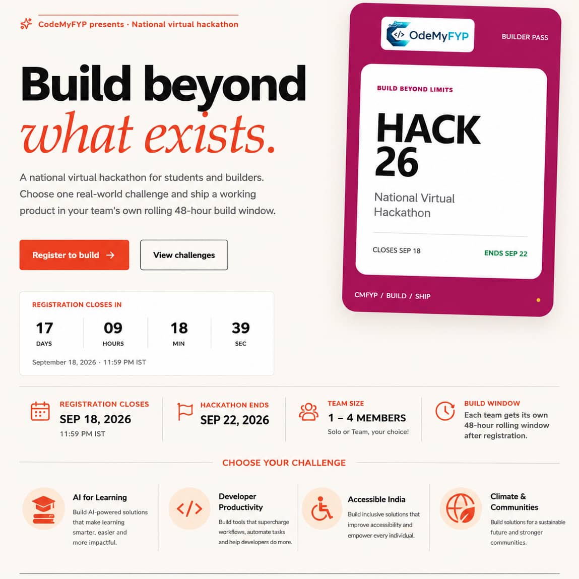 CodeMyFYP HACK 26 — 48-Hour Virtual Hackathon