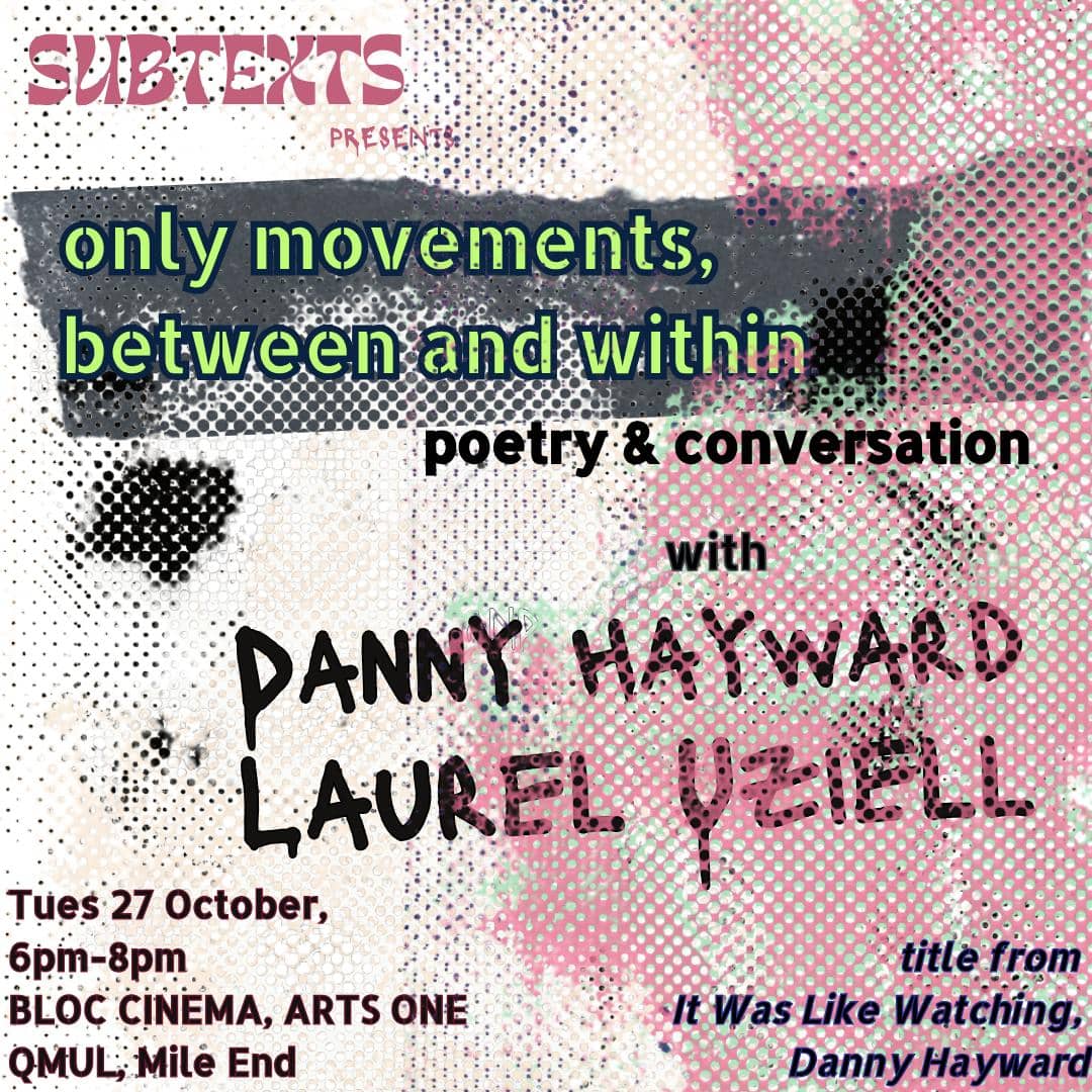"ONLY MOVEMENTS BETWEEN & WITHIN": Poetry w' Danny Hayward & Laurel Uziell