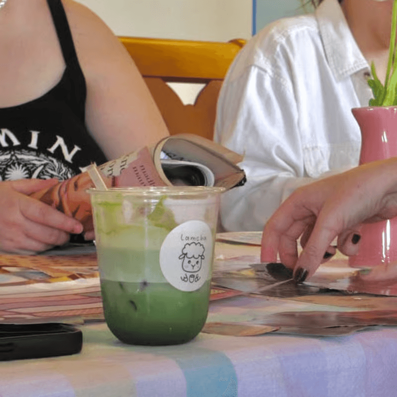 junk journal matcha cafe with jasmine and lamcha