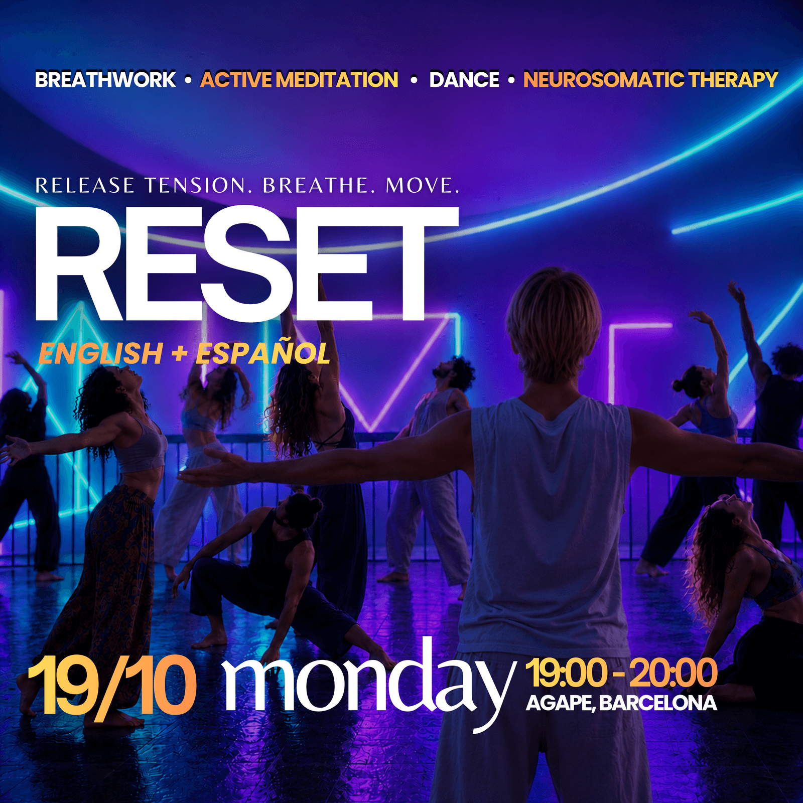 🎧 X-RESET💥 Neuro-somatic Movement - Breathwork - Dynamic Meditation - Face Yoga | 🌍 <<Eng+Español>>