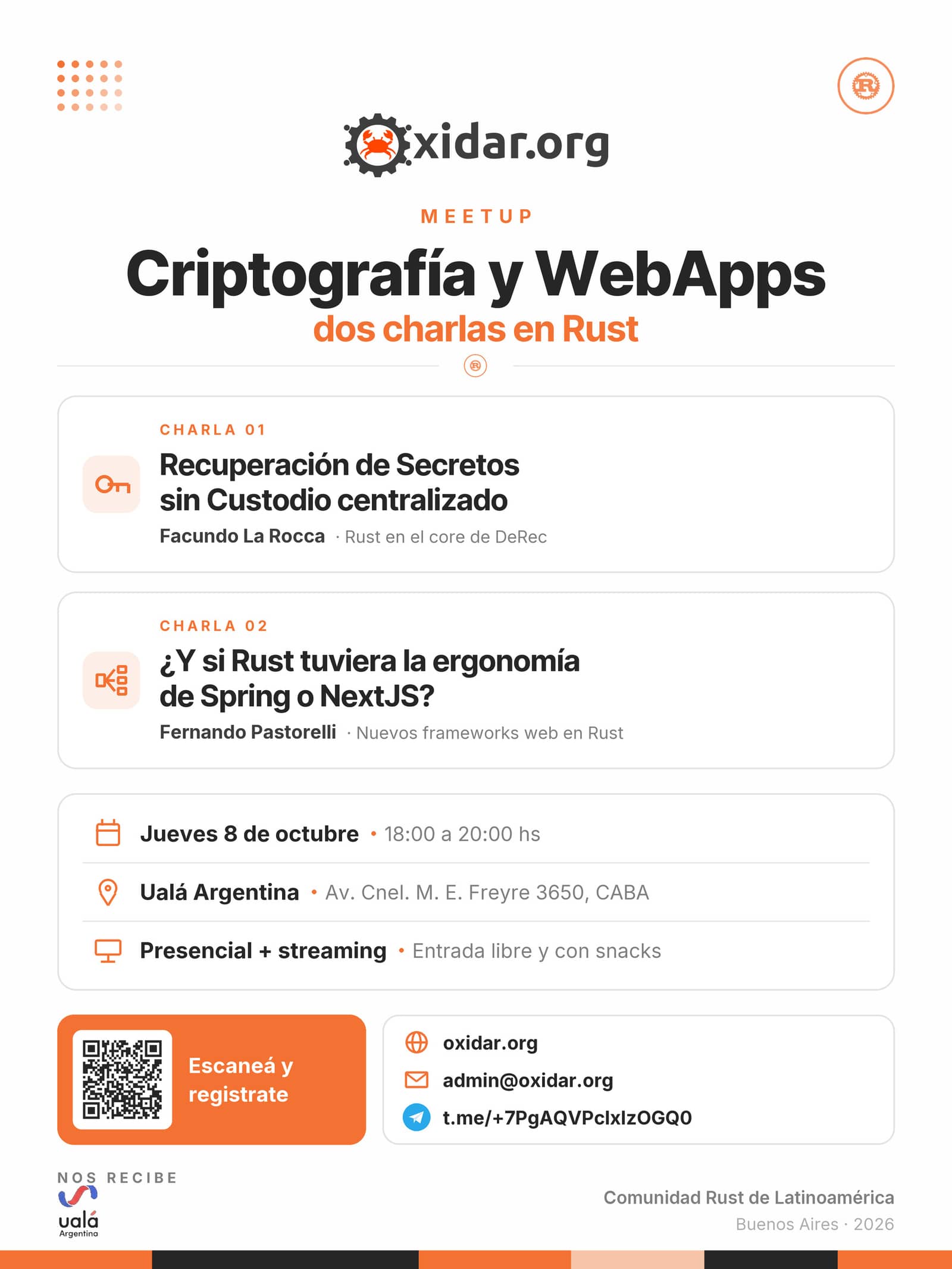 [Rust - MeetUp]: WebApp Ergonomics y Secretos Distribuidos by Oxidar.org.