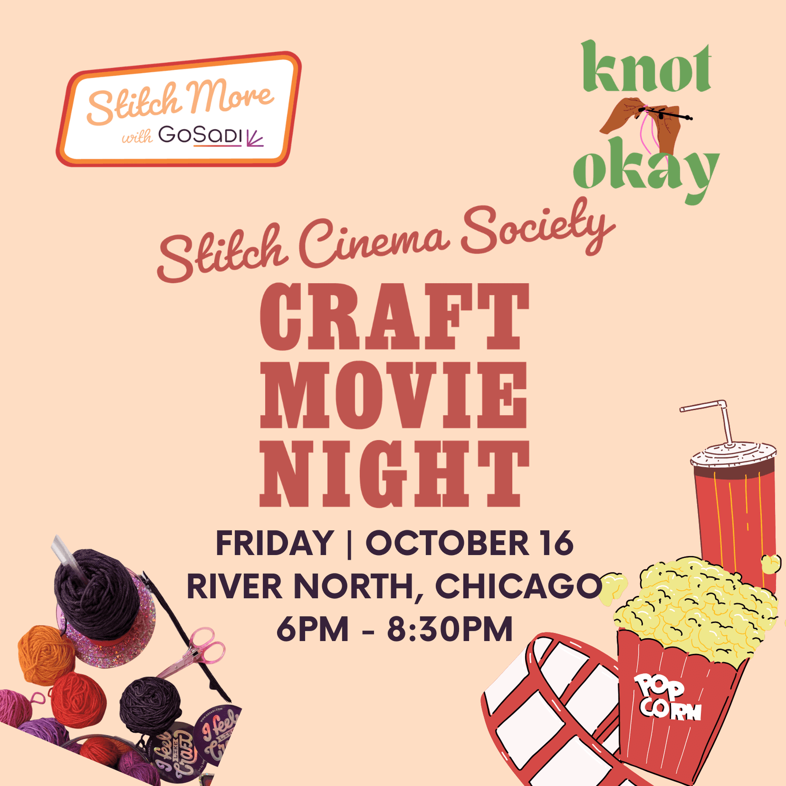 Stitch Cinema Society-Craft Movie Night - Chicago