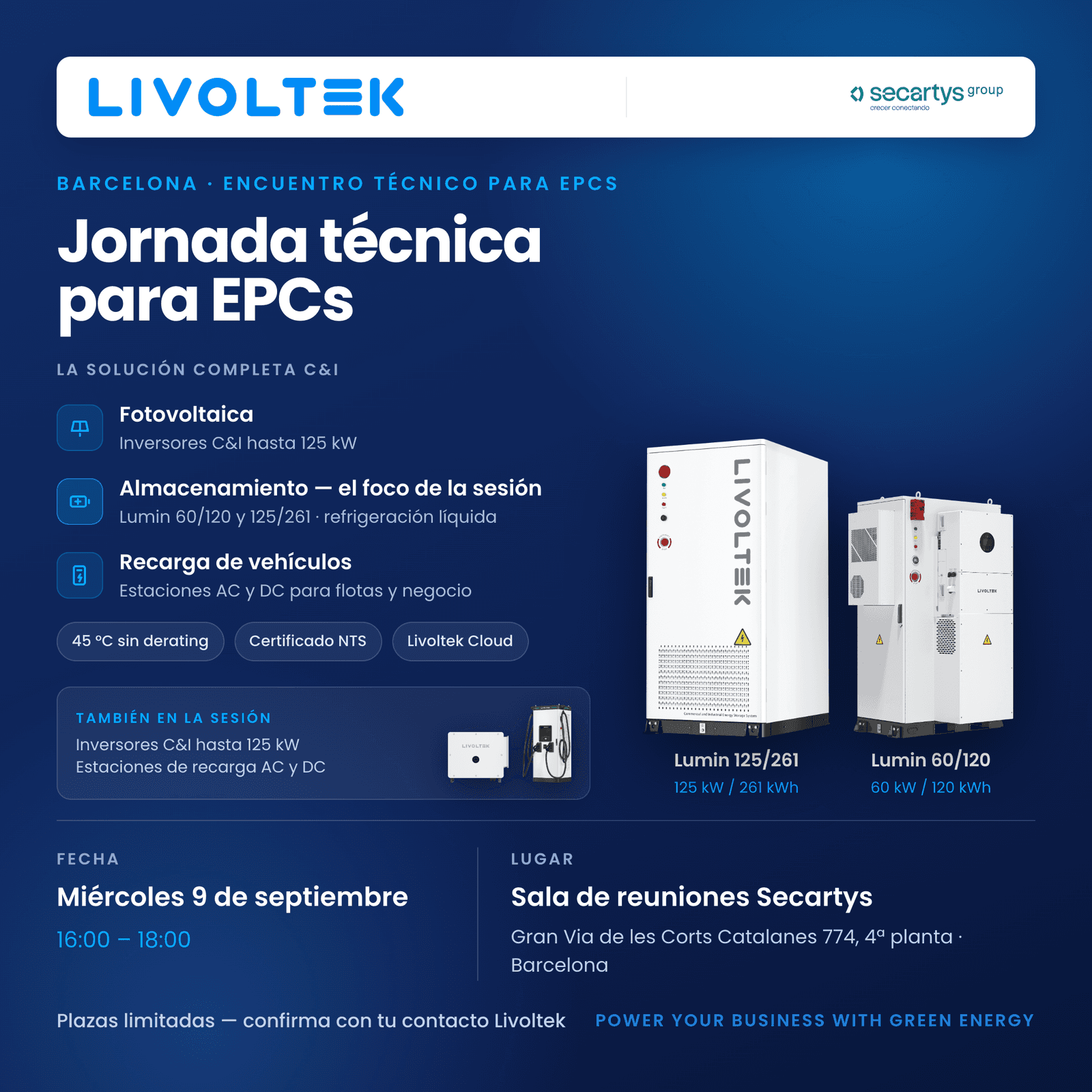 Jornada técnica para EPCs: Almacenamiento C&I Livoltek