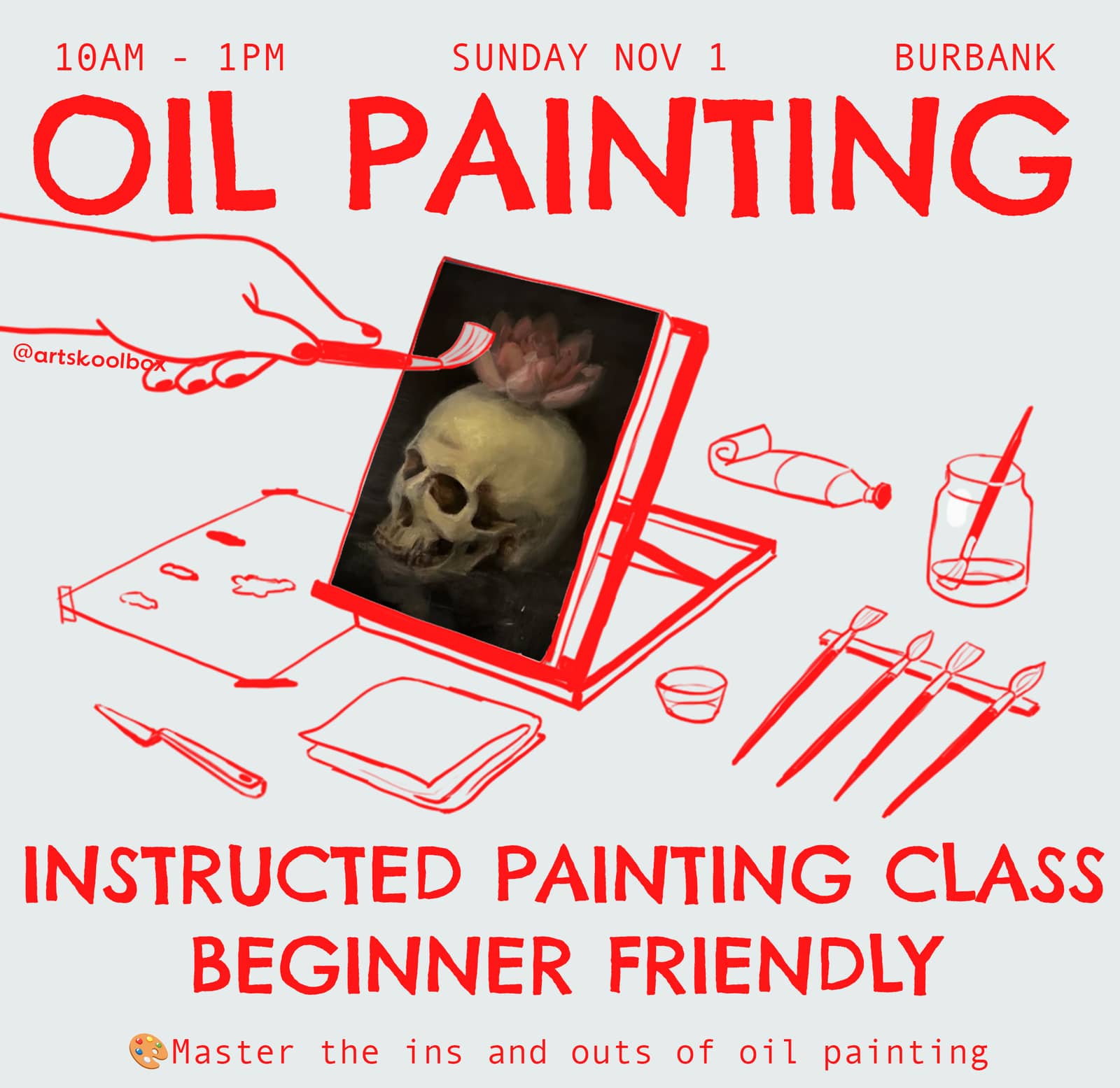Oil Painting Class - Still Life Skull (Día de los Muertos Themed)